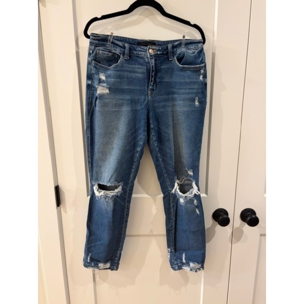 Flying Monkey Mid Rise Ankle Distressed Jeans Medium Wash Y4044A Size 29